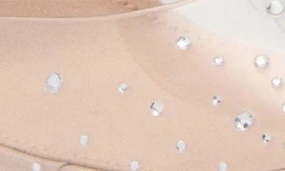 Mango Transparent Rhinestone Pointed Toe Pump In Beige