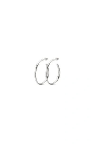 Unode50 Sterling Silver-plated Open Hoop Earrings In Silver