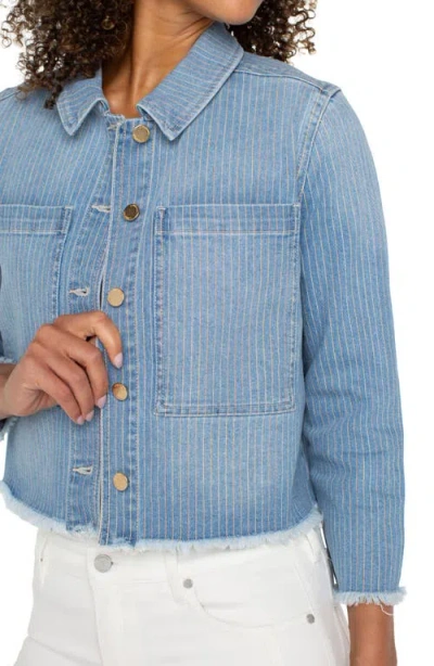 Liverpool Los Angeles Stripe Crop Denim Shacket In Sunset Stripe