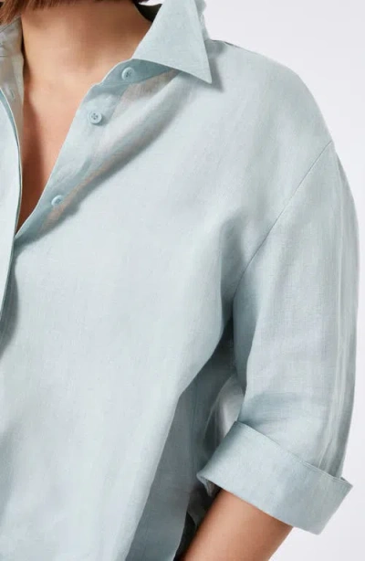 Marina Rinaldi A Uscita Florida Linen Shirt In Sage Green