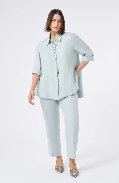 Marina Rinaldi A Uscita Florida Linen Shirt In Sage Green