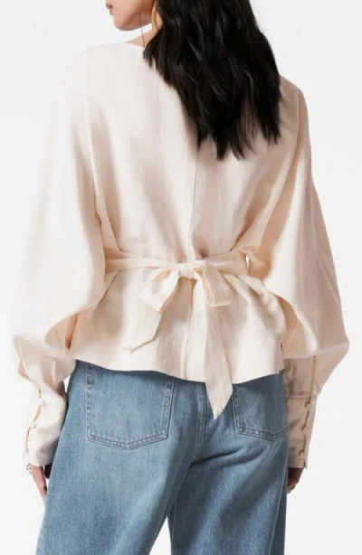 & Other Stories Vanessa Pleated Tie Back Top In White Dusty Light