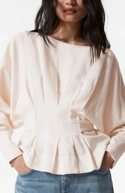 & Other Stories Vanessa Pleated Tie Back Top In White Dusty Light