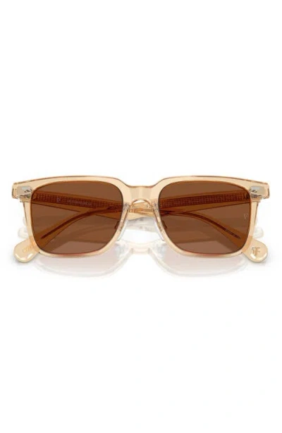 Oliver Peoples 52mm Rectangular Polarized Sunglasses In Brown