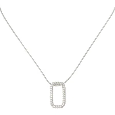 Allsaints Rope Hex Link Pendant Necklace In Rhodium