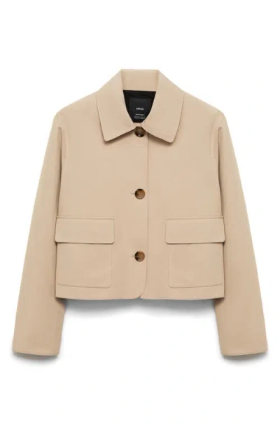 Mango Cotton Blend Jacket In Khaki