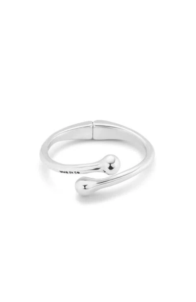 Unode50 Sterling Silver Plated Metal Alloy Rigid Bracelet With Internal Spring In Silver