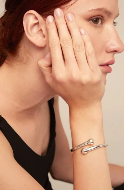 Unode50 Sterling Silver Plated Metal Alloy Rigid Bracelet With Internal Spring In Silver