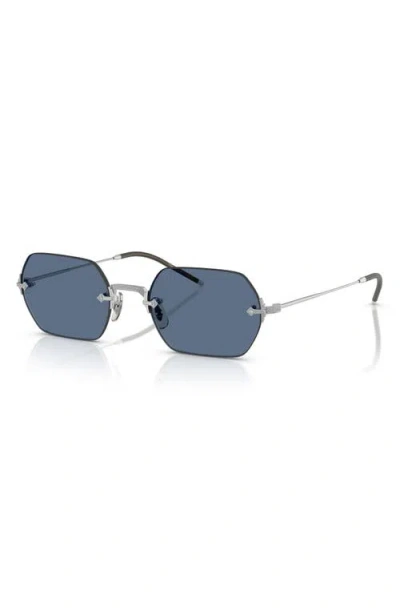 Oliver Peoples Tk-13 Round-frame Rimless Silver-tone Sunglasses In Metallic