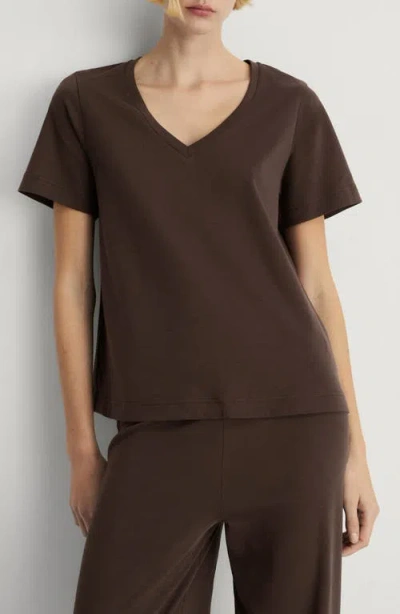 Mango V-neck Cotton Pajama Top In Brown
