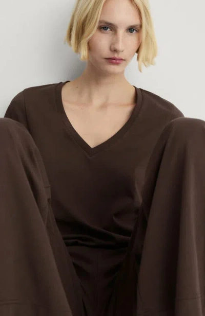 Mango V-neck Cotton Pajama Top In Brown