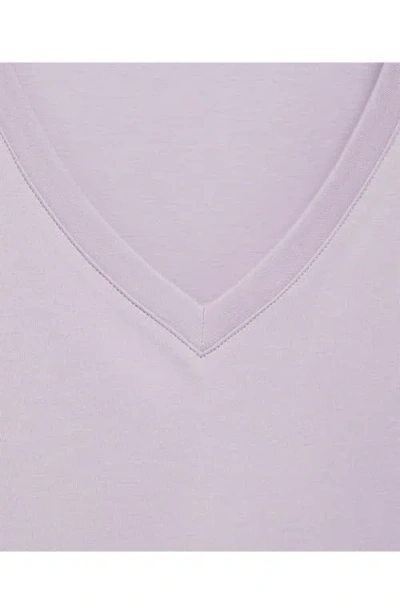 Mango V-neck Cotton Pajama Top In Lavender