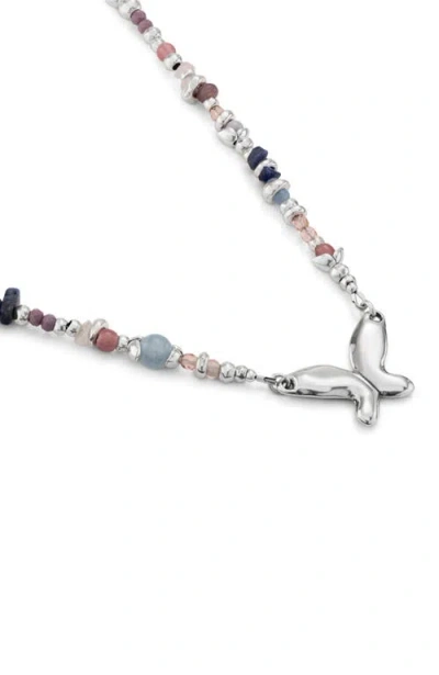 Unode50 Sterling Silver-plated Necklace With Multicolor Handmade Crystals In Silver