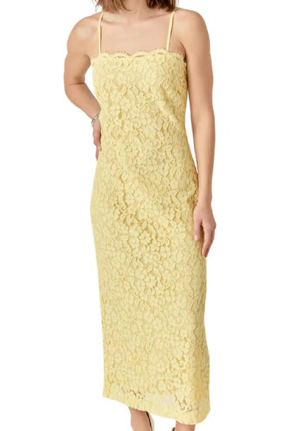 Endless Rose Lacy Column Dress In Butter