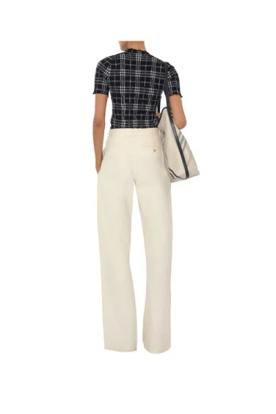 Burberry Gabardine Belted Trousers In Lunar