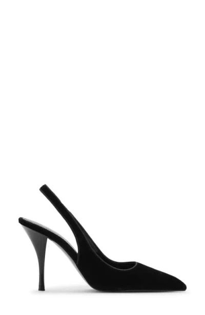 Mango Velvet Pointed Toe Slingback Pump In Black
