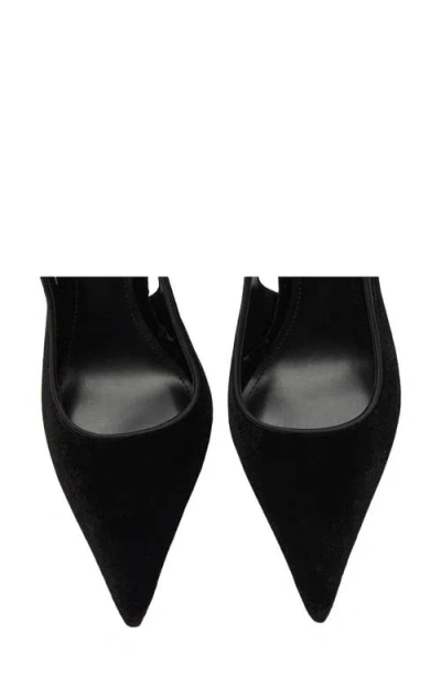 Mango Velvet Pointed Toe Slingback Pump In Black