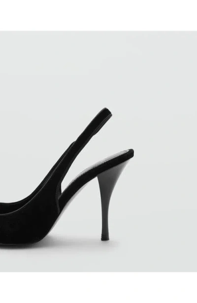 Mango Velvet Pointed Toe Slingback Pump In Black