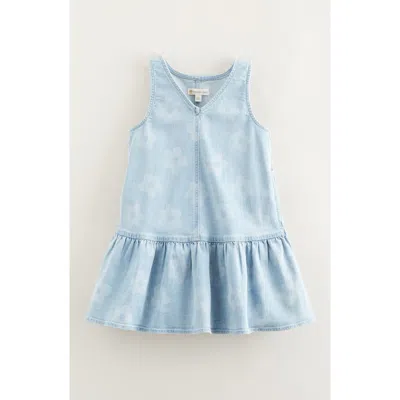 Tucker + Tate Kids' Denim Drop Waist Dress In Light Indigo Wash Danny Floral