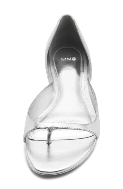 Mango Metallic Leather Sandals Silver In Silver