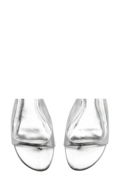 Mango Metallic Leather Sandals Silver In Silver