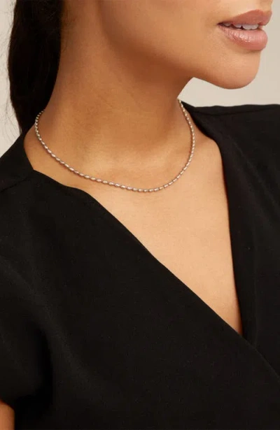 Unode50 Sterling Silver-plated Chain With Thin Oval Links And Carabiner Clasp In Silver