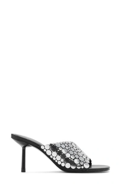 Mango Heeled Sandal With Metallic Decorations Black In Black