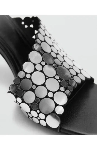 Mango Heeled Sandal With Metallic Decorations Black In Black