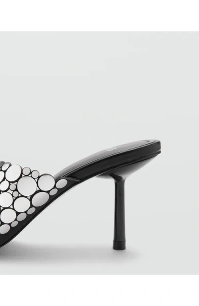 Mango Heeled Sandal With Metallic Decorations Black In Black