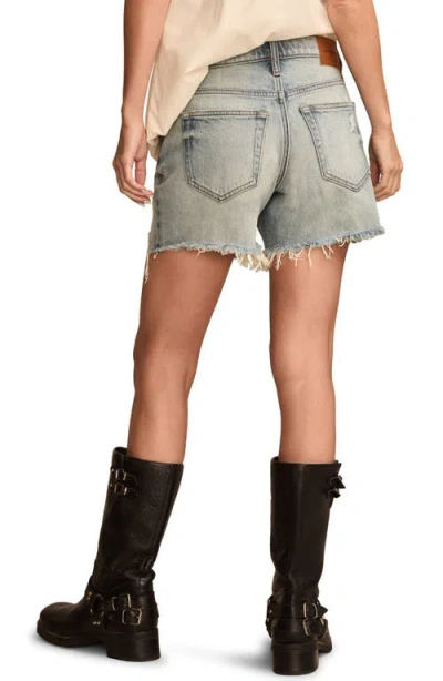 Lucky Brand '90s Raw Hem High Waist Denim Midi Shorts In Soften Space Wash
