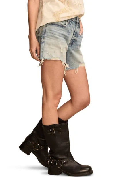Lucky Brand '90s Raw Hem High Waist Denim Midi Shorts In Soften Space Wash