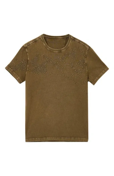 John Varvatos Desert Mountains Embroidered Organic Cotton T-shirt In Mushroom
