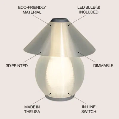 Jonathan Y Opal 13" Modern Contemporary Plant-based Pla 3d Printed Dimmable Led Table Lamp In Light Smoke/gray