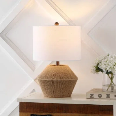 Jonathan Y Alma 21.75" Coastal Rustic Iron/rope Led Table Lamp, Brown In Brown