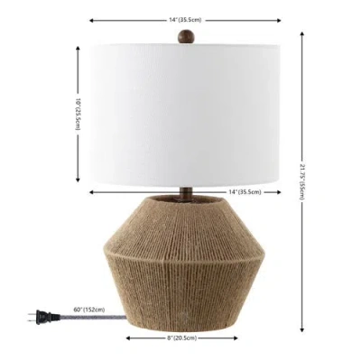 Jonathan Y Alma 21.75" Coastal Rustic Iron/rope Led Table Lamp, Brown In Brown