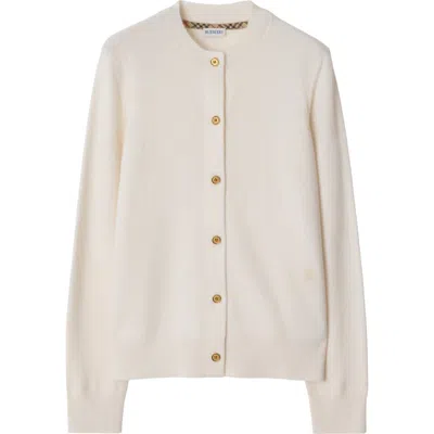 Burberry Cashmere Blend Cardigan In Chalk