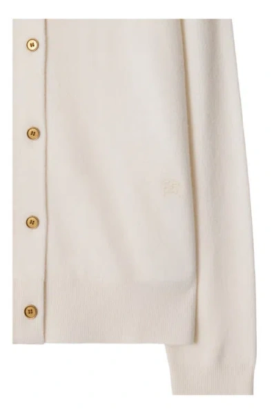 Burberry Cashmere Blend Cardigan In Chalk