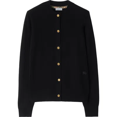 Burberry Cashmere Blend Cardigan In Black