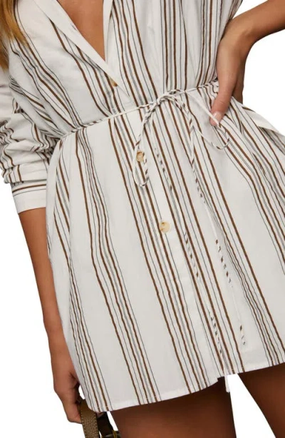 Vici Collection Charlie Stripe Waist Tie Romper In White