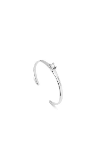 Unode50 Sterling Silver-plated Cuff Bracelet With Blue Cubic Zirconia In Silver