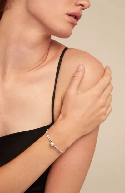 Unode50 Sterling Silver-plated Cuff Bracelet With Blue Cubic Zirconia In Silver