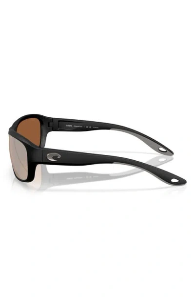 Costa Del Mar Clipperton 58mm Polarized Rectangular Sunglasses In Black/copper Silver 580g