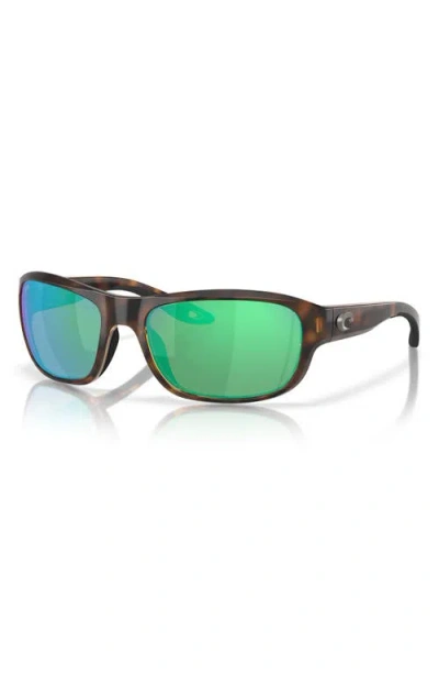Costa Del Mar Clipperton 58mm Polarized Rectangular Sunglasses In Tortoise/green Mirror 580g