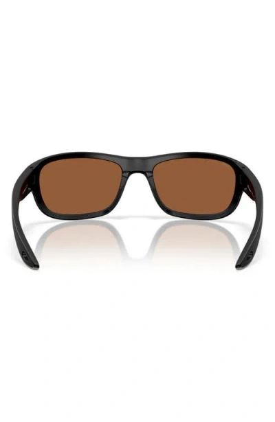 Costa Del Mar Clipperton 58mm Polarized Rectangular Sunglasses In Black/copper Silver 580g
