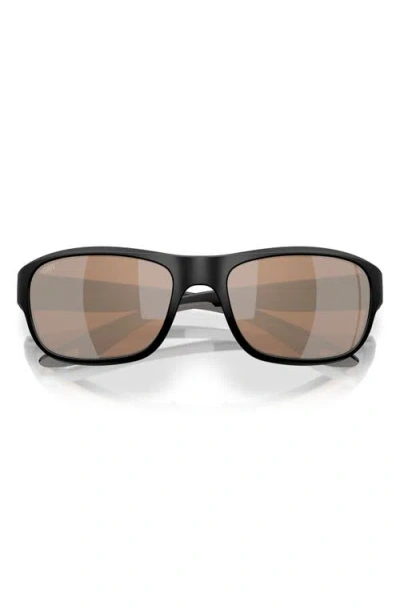 Costa Del Mar Clipperton 58mm Polarized Rectangular Sunglasses In Black/copper Silver 580g