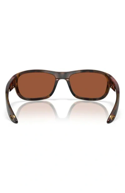 Costa Del Mar Clipperton 58mm Polarized Rectangular Sunglasses In Tortoise/green Mirror 580g