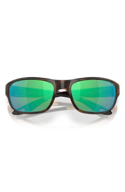 Costa Del Mar Clipperton 58mm Polarized Rectangular Sunglasses In Tortoise/green Mirror 580g