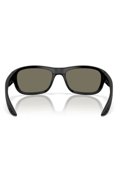 Costa Del Mar Clipperton 58mm Polarized Rectangular Sunglasses In Matte Black/blue Mirror 580g