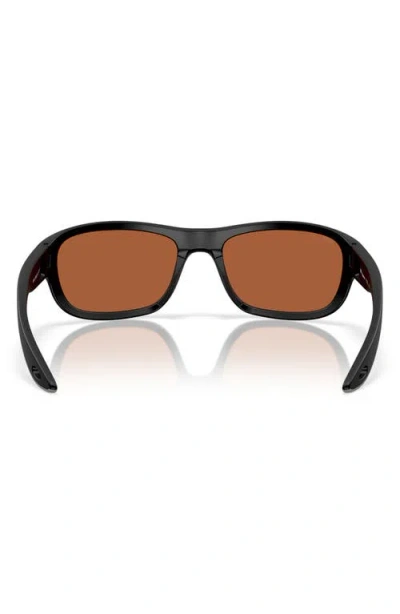 Costa Del Mar Clipperton 58mm Polarized Rectangular Sunglasses In Matte Black/green Mirror 580p