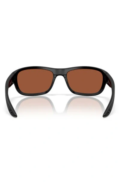 Costa Del Mar Clipperton 58mm Polarized Rectangular Sunglasses In Matte Black/green Mirror 580g